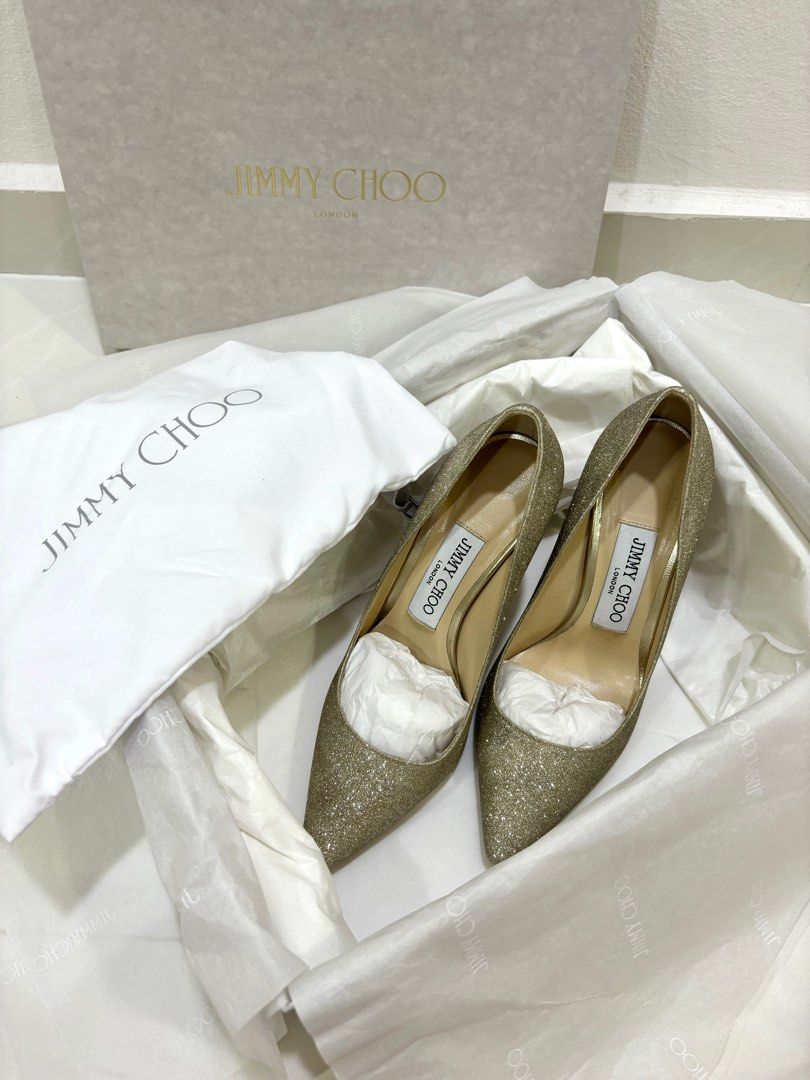 Jimmy Choo Romy 100 Ice Platinum size 34