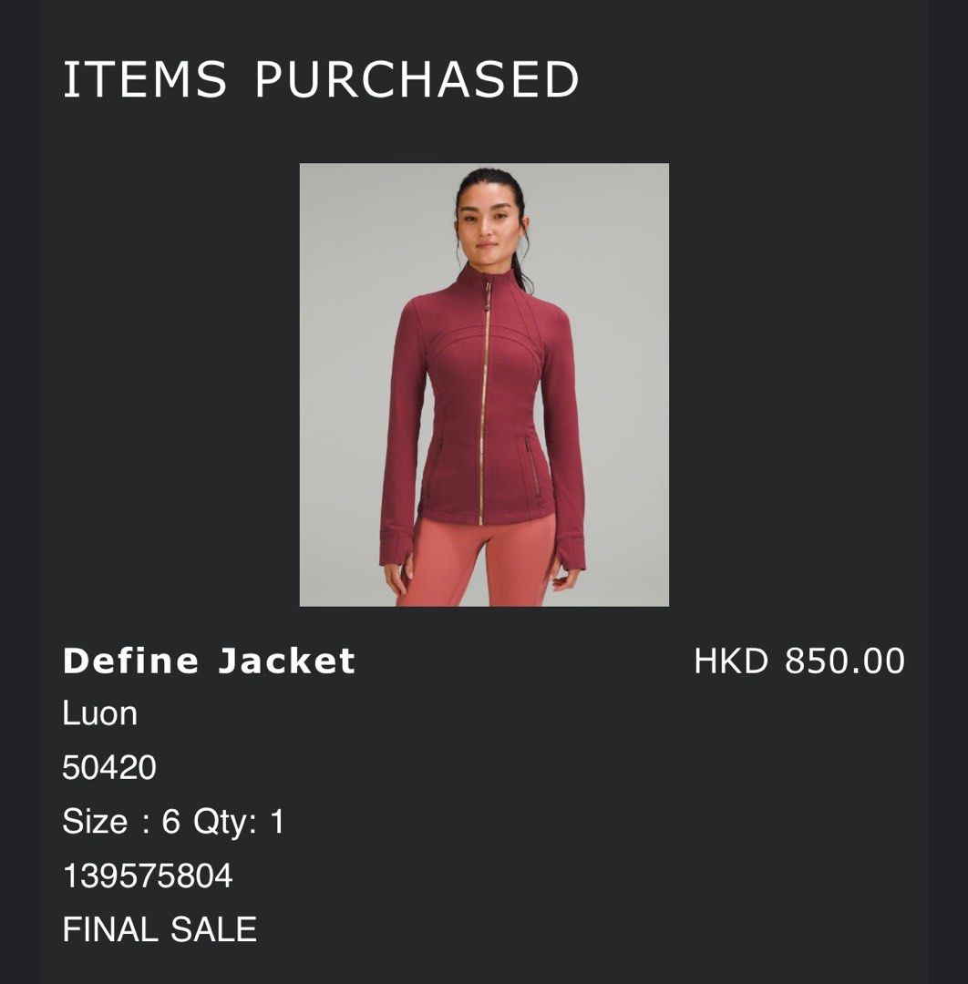 Lululemon Luon define jacket Women s Fashion Activewear on Carousell