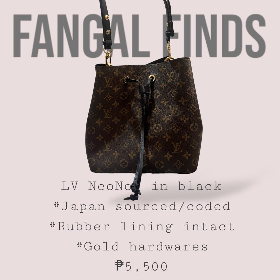 LV NeoNoe in black (Category: Luxury Bags & Wallets) located in Mabalacat. Submitted by fangal_finds (Listing ID 1313256352, Image 1). Description: LV NeoNoe in black Japan sourced/coded Almost new (used once) Not guaranteed authentic .