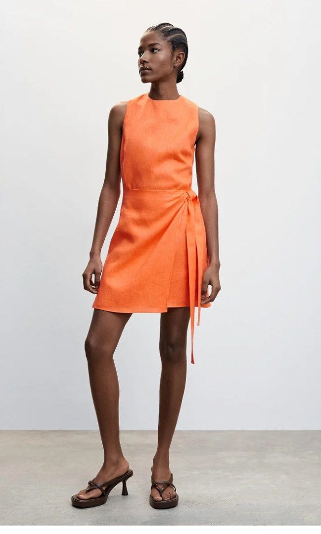 Mango Linen Wrap Dress