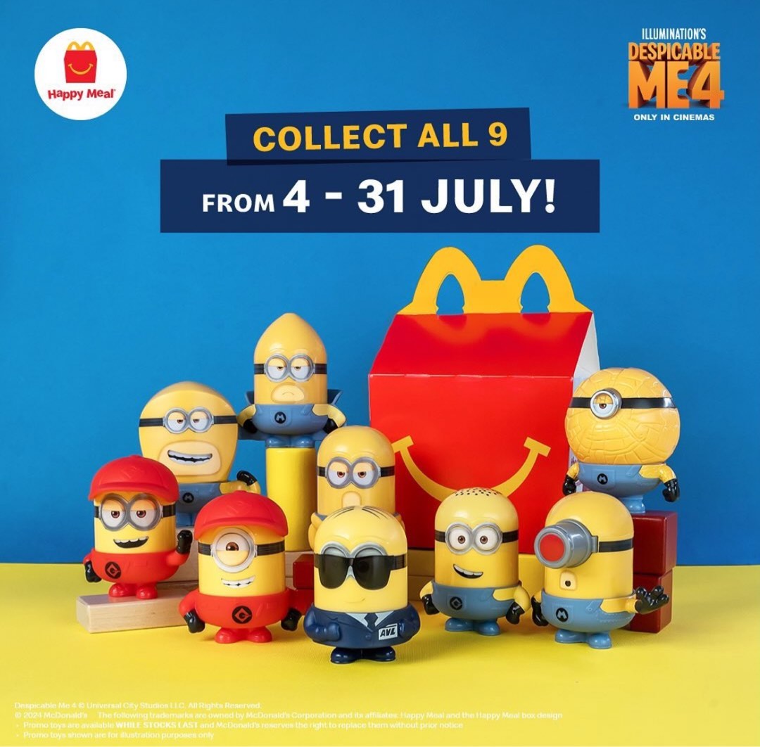 mcdonald happy meal toy 2024 Minion despicable me 4, Hobbies & Toys, Toys & Games on Carousell