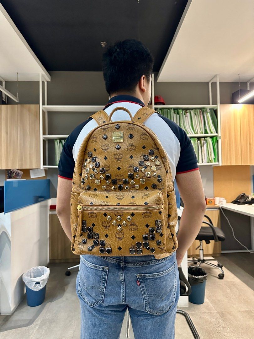 Denim mcm backpack shop