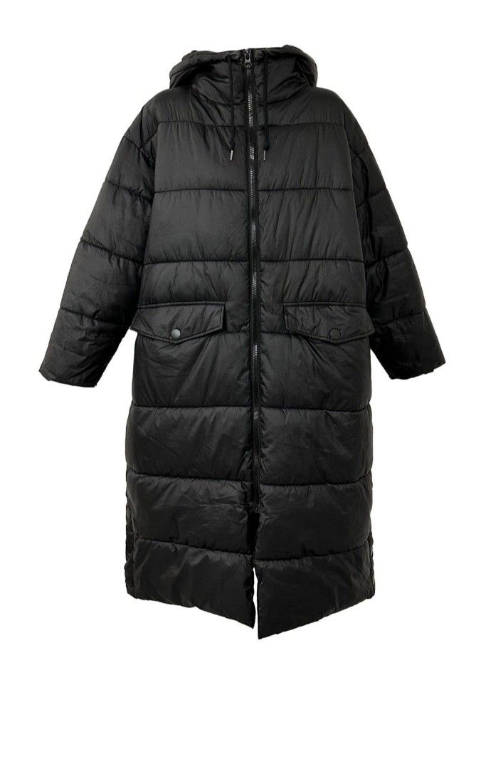 Monki longline puffer jacket in black discount