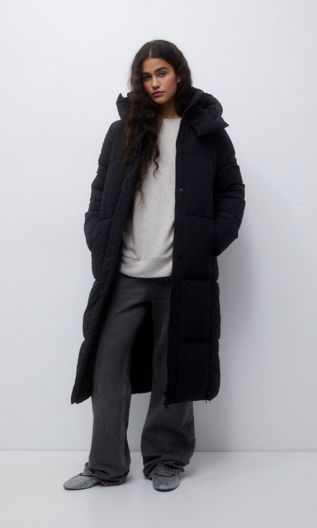 MONKI Black Longline Oversized Puffer Maxi Sleeping Bag Coat Women s Fashion Coats Jackets and Outerwear on Carousell