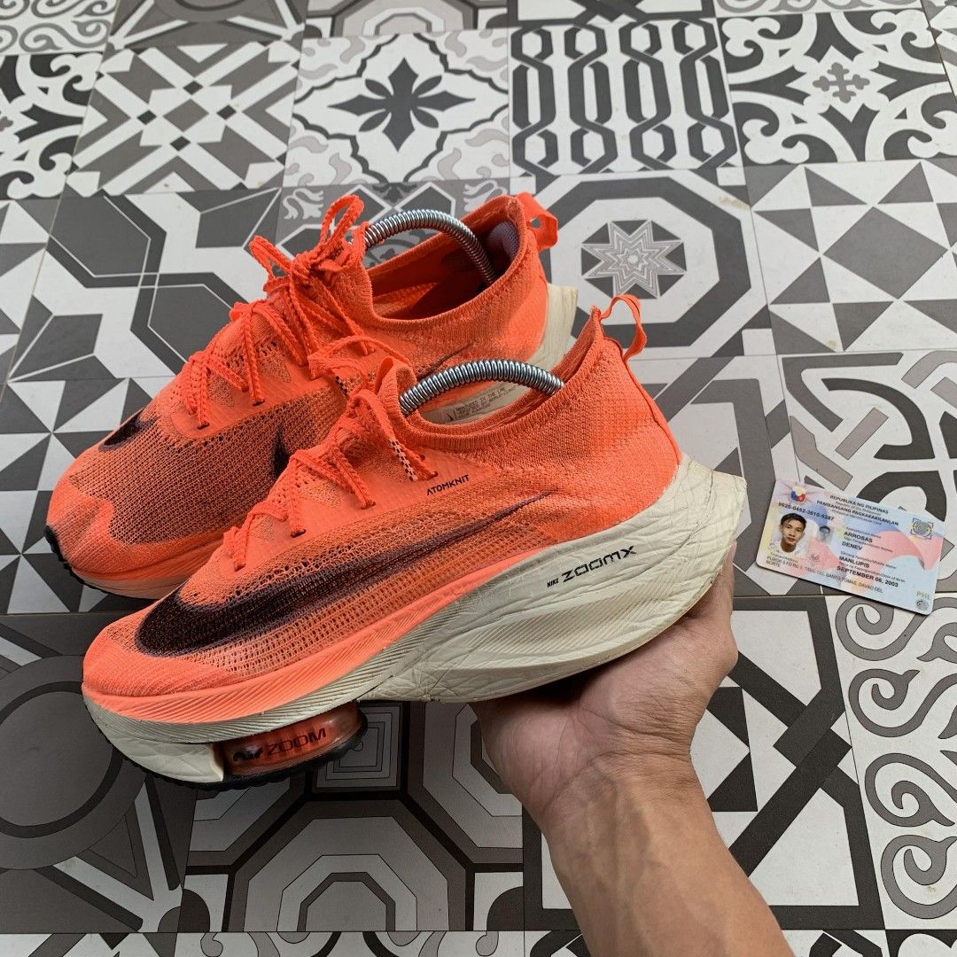Nike AlphaFly Next% (Category: Sneakers) located in Santo Tomas. Submitted by denev17 (Listing ID 1313313714, Image 1). Description: NIKE ALPHA FLY SIZE 8.5US 42EUR HAS MINOR DRAGS ONLY KINDLY CHECK PICTURE GOOD FOR EVERYDAY TRAINING/PANG HARABAS AUTHENTIC 1500.