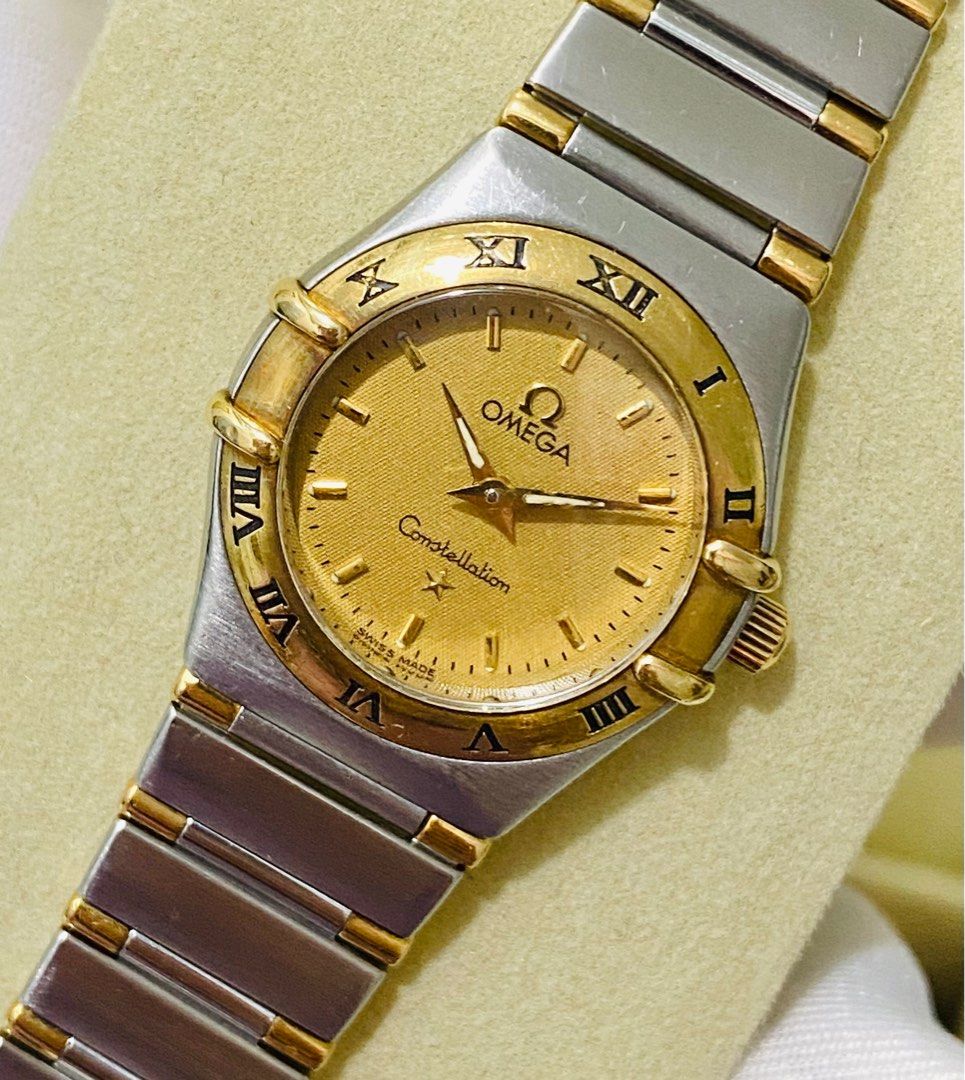 Omega Constellation Ladies Watch (Category: Luxury Watches) located in Quezon City. Submitted by clicksmileph (Listing ID 1313409814, Image 2). Description: Omega Constellation Authentic 65,000 Php Details: Quartz Movement 24mm Case Size 6.2 inches Wrist Size 2-tone (Gold & Stainless Steel) Gold Dial Serial number: 55xxxxxx Set with: Presentation box and Paper bag Meet-up by schedule around Metro Manila 📩Direct message for more info..