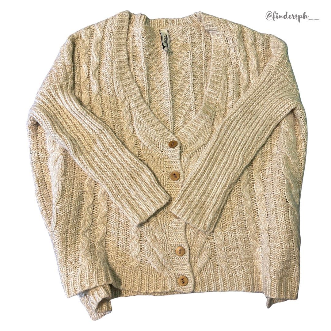 Pull Bear Knitted Cardigan Cream Women s Fashion Tops Others Tops on Carousell