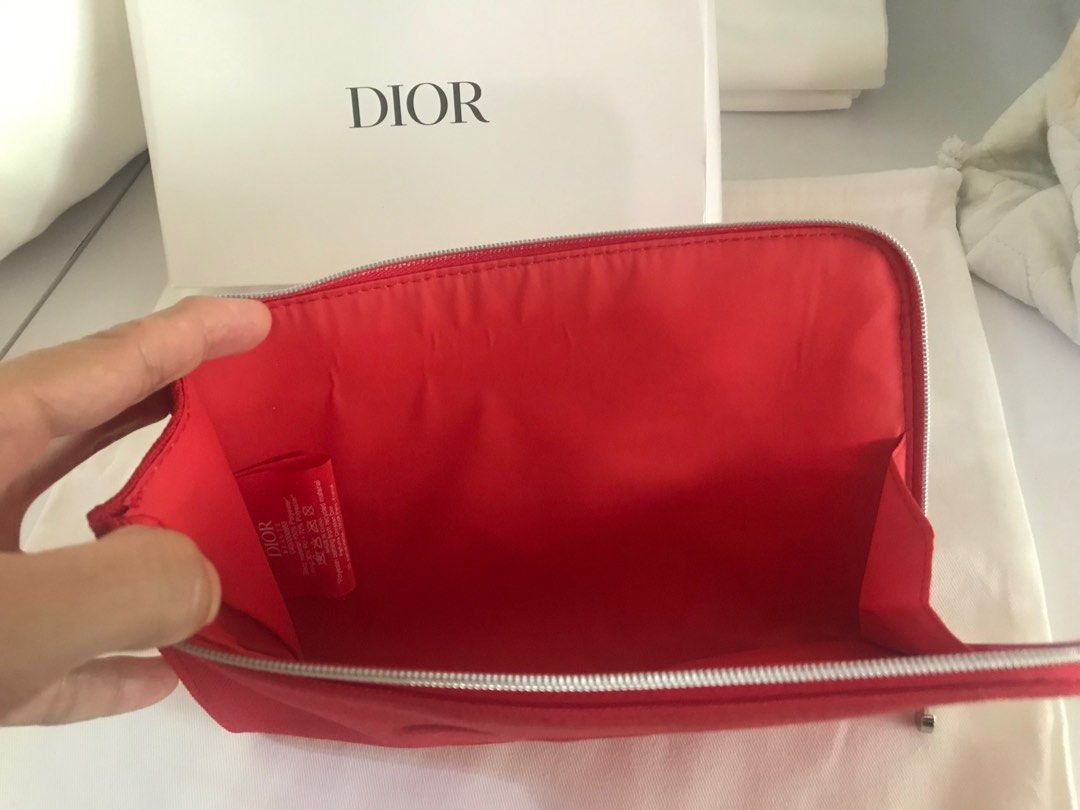 Ready stock Dior parfums complimentary red clutch flat pouch