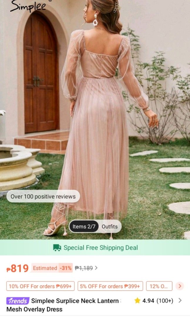 shein pink long dress (Category: Evening dresses & gowns) located in Pasig City. Submitted by dalmi23 (Listing ID 1313353482, Image 3). Description: once lng ginamit for j.s prom small size,baby pink color can fit up to med.size 5'2 yung nagsuot pero mahaba padin.. shipping c/o buyer gcash payment.