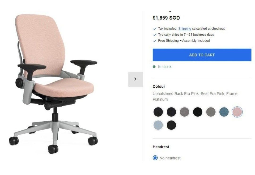 Steelcase Pink LEAP office chair, Furniture Home Living