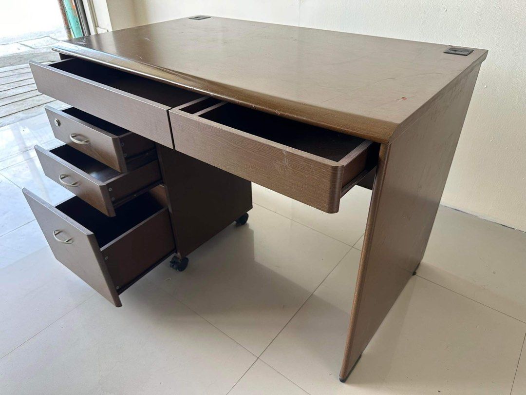 Study table with pedestal drawer (Category: Tables & Sets) located in Quezon City. Submitted by matetdevis13 (Listing ID 1313382305, Image 3). Description: Study Table with Pedestal Drawer Price 4,700 Table L43.5 x W25.5 x H29.5 Drawer L17 x W15.5 x H24 In good condition Code aly 770.