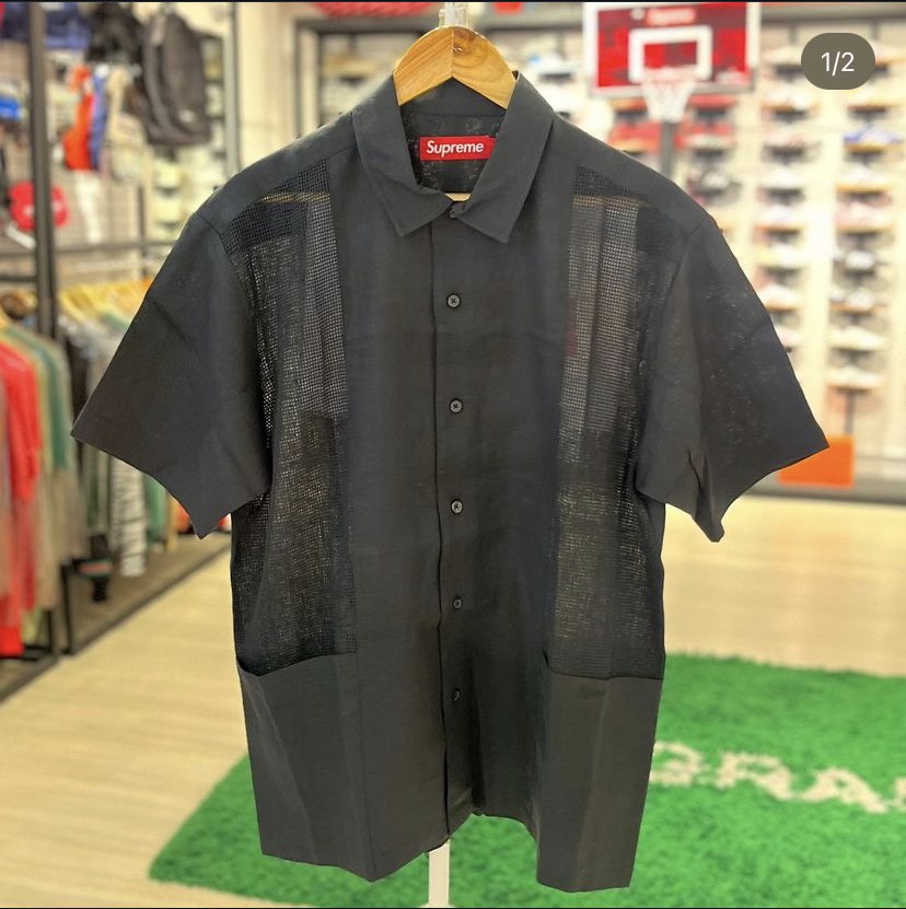 supreme Mesh Panel Linen S/S Shirt サイズＳ Supreme Mesh Panel Linen S S Shirt (SS24) - $138