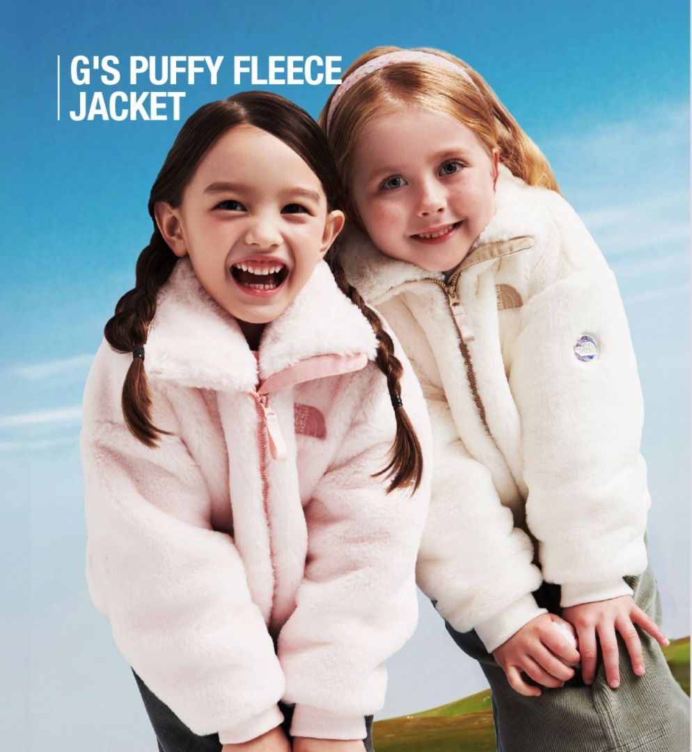 3 color TNF kid fleece THE NORTH FACE boy girl G S PUFFY FLEECE JACKET child top clothes outer wear soft furry fleece Spring Fall winter fleece jacket NJ4FP60S Babies Kids Babies
