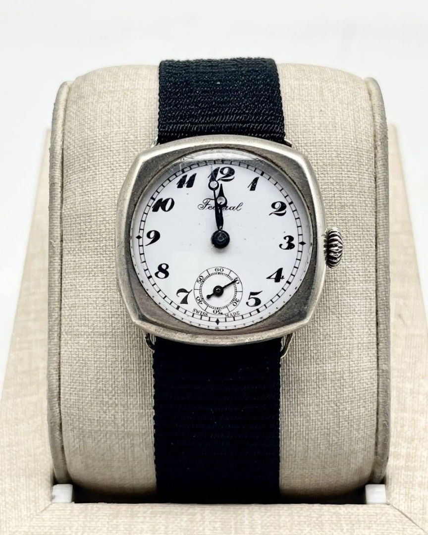 Vintage Federal White Dial Strap (Category: Luxury Watches) located in Manila. Submitted by _classicwatchcollection (Listing ID 1313279412, Image 1). Description: FS: Vintage Federal White Dial Strap Php: 15,000 Condition: 8/10 Swiss Made Unit only. Pm or Contact 09063027061 for inquiries..