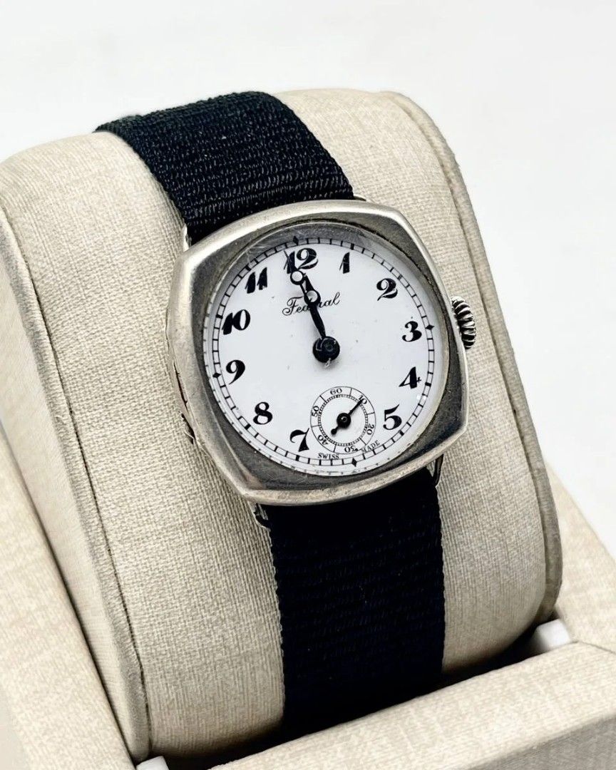 Vintage Federal White Dial Strap (Category: Luxury Watches) located in Manila. Submitted by _classicwatchcollection (Listing ID 1313279412, Image 2). Description: FS: Vintage Federal White Dial Strap Php: 15,000 Condition: 8/10 Swiss Made Unit only. Pm or Contact 09063027061 for inquiries..