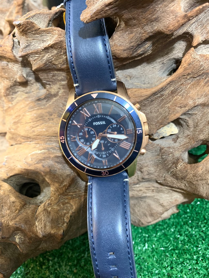 Grant sport chronograph blue leather watch shop