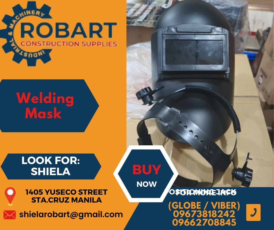 Welding Mask (Category: Construction Tools & Equipment) located in Caloocan City. Submitted by shielaroba44709 (Listing ID 1313310781, Image 1). Description: Welding Mask brand: omaga SEND US MESSAGE FOR INQUIRIES ‼️‼️ Call: 09673818242 / 09662708845 Landline: 8636-3005 / 7746-6248 / 7002-2872 Look For: Shiela Robart Email: shielarobart@gmail. com robartconstructionsupplies@gmail. com 🔵100% Trusted Supplier 🔵Competitive Price 🔵𝑾𝒆 𝒂𝒓𝒆 𝑫𝑻