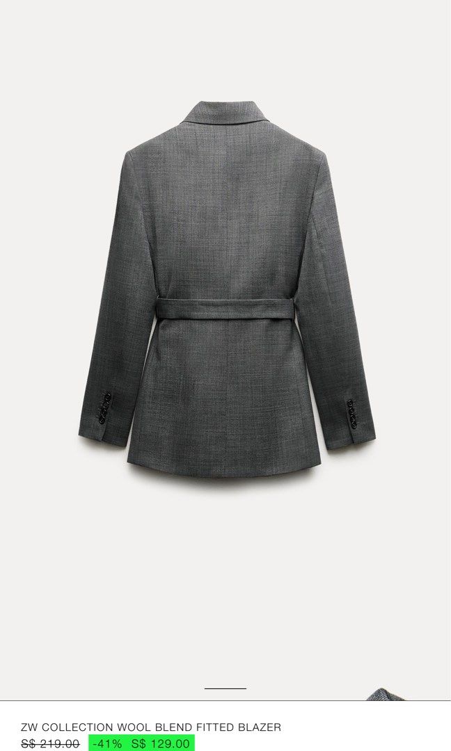 ZARA ZW COLLECTION WOOL BLEND FITTED BLAZER, Women's Fashion, Tops