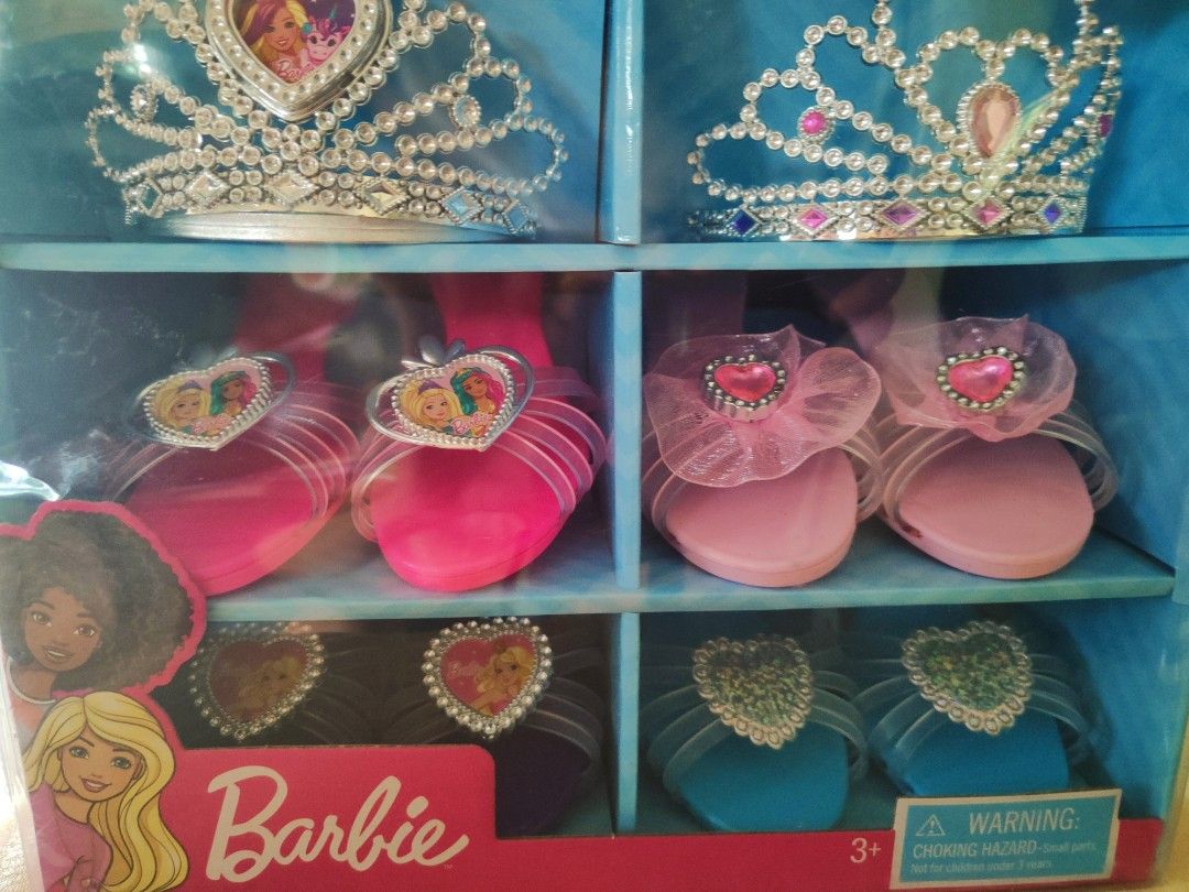 Barbie Shoes and Tiara Ser (Category: Babies & Kids Fashion) located in Santa Rosa. Submitted by yasui23 (Listing ID 1317670947, Image 1). Description: Barbie Shoes and Tiara Set Like New from USA.