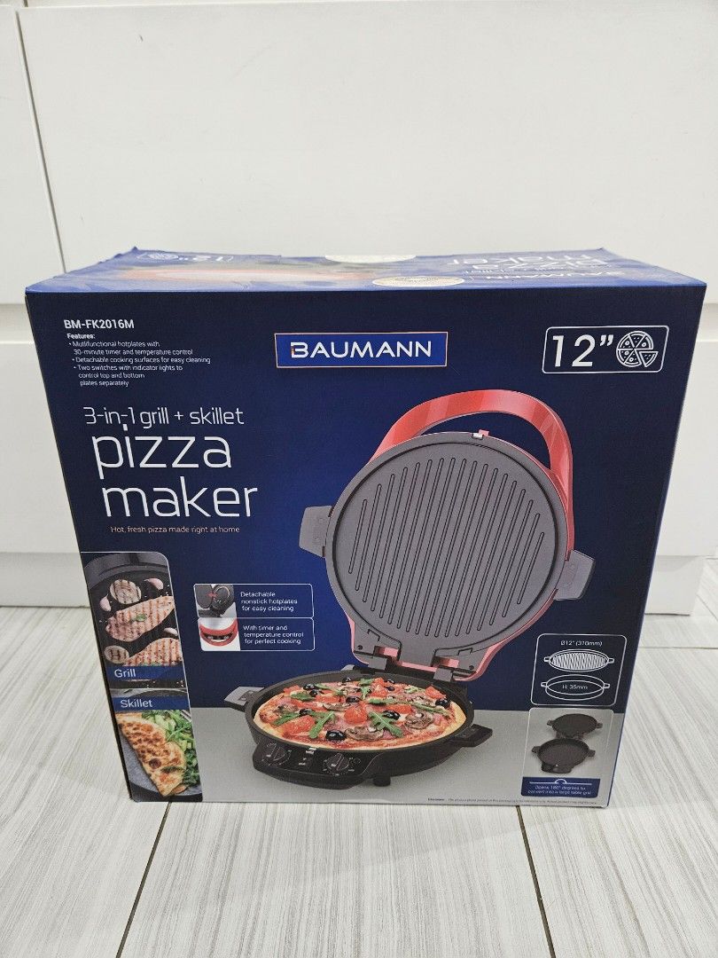 Baumann 3-in-1 grill + skillet Pizza Maker (Category: Cookers) located in Las Pinas. Submitted by mrdeclutterph (Listing ID 1317615494, Image 1). Description: ✴️For sale: Baumann 3-in-1 grill + skillet pizza maker (Model: BM-FK2016M) 🔹️100% working and in good condition. 🔹️Never used and still sealed. Need to declutter. 🔹️Original price PhP 5,000+. 🔹️Listed price is final/last price na po. (Sinagad ko na para di na po masayang time natin pare