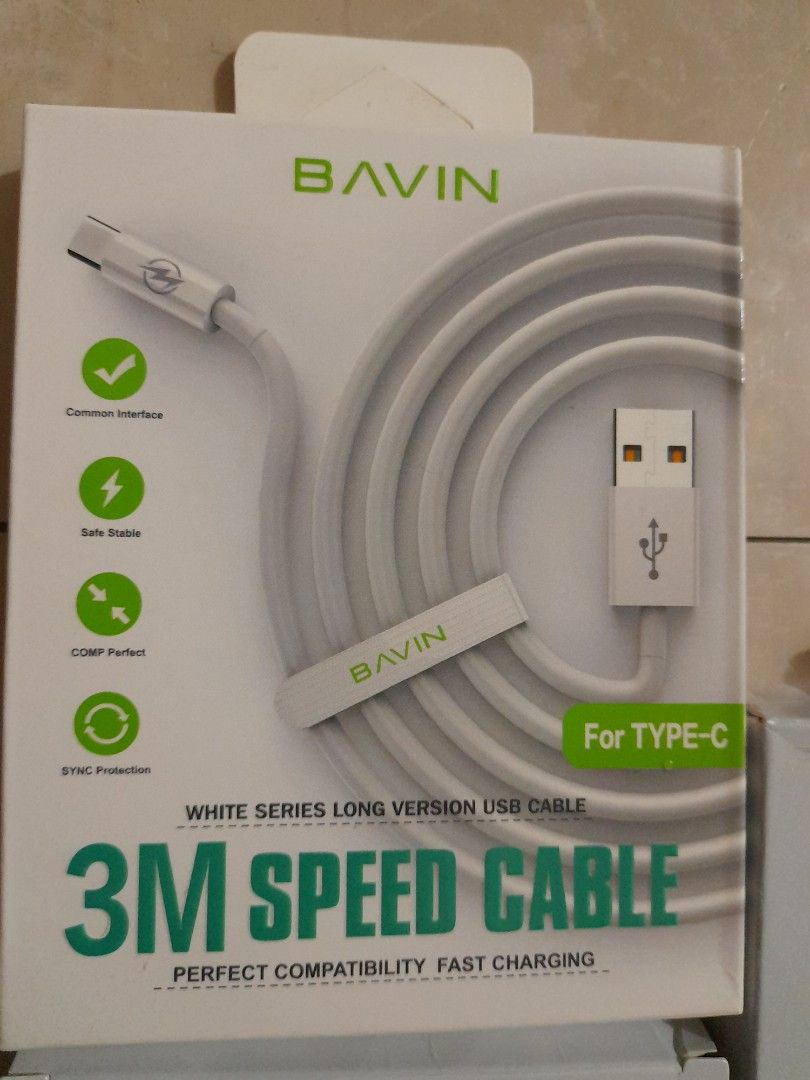 BAVIN PHONE CABLE CHARGER 3METER (Category: Chargers & Cables) located in Quezon City. Submitted by hajjasittienor (Listing ID 1317606975, Image 2). Description: BRAND NEW. BAVIN BRAND PHONE CABLE CHARGER 3METER. IPONE,MICRO ANDROID,TYPE C. ...PWEDE COD ....PWEDE PICK UP AVIDA TOWER NEW MANILA COL BONNY SERRANO AVE QUEZON CITY.