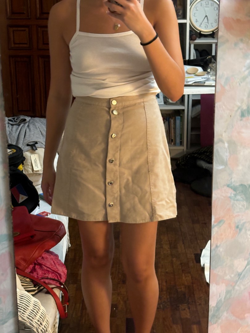 Tan button up skirt cheap
