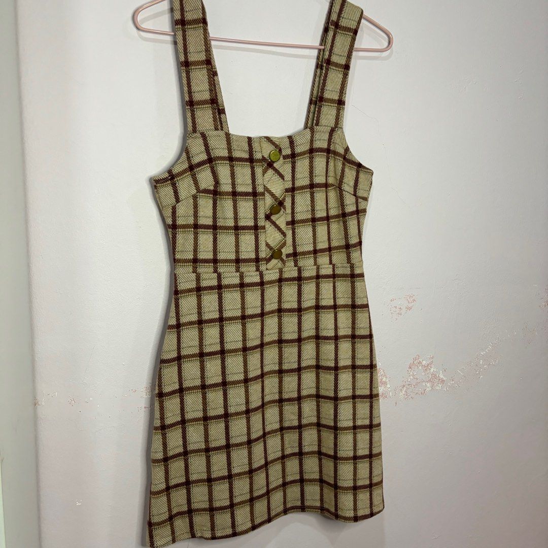 BNWT Miss Selfridge check pinafore dress