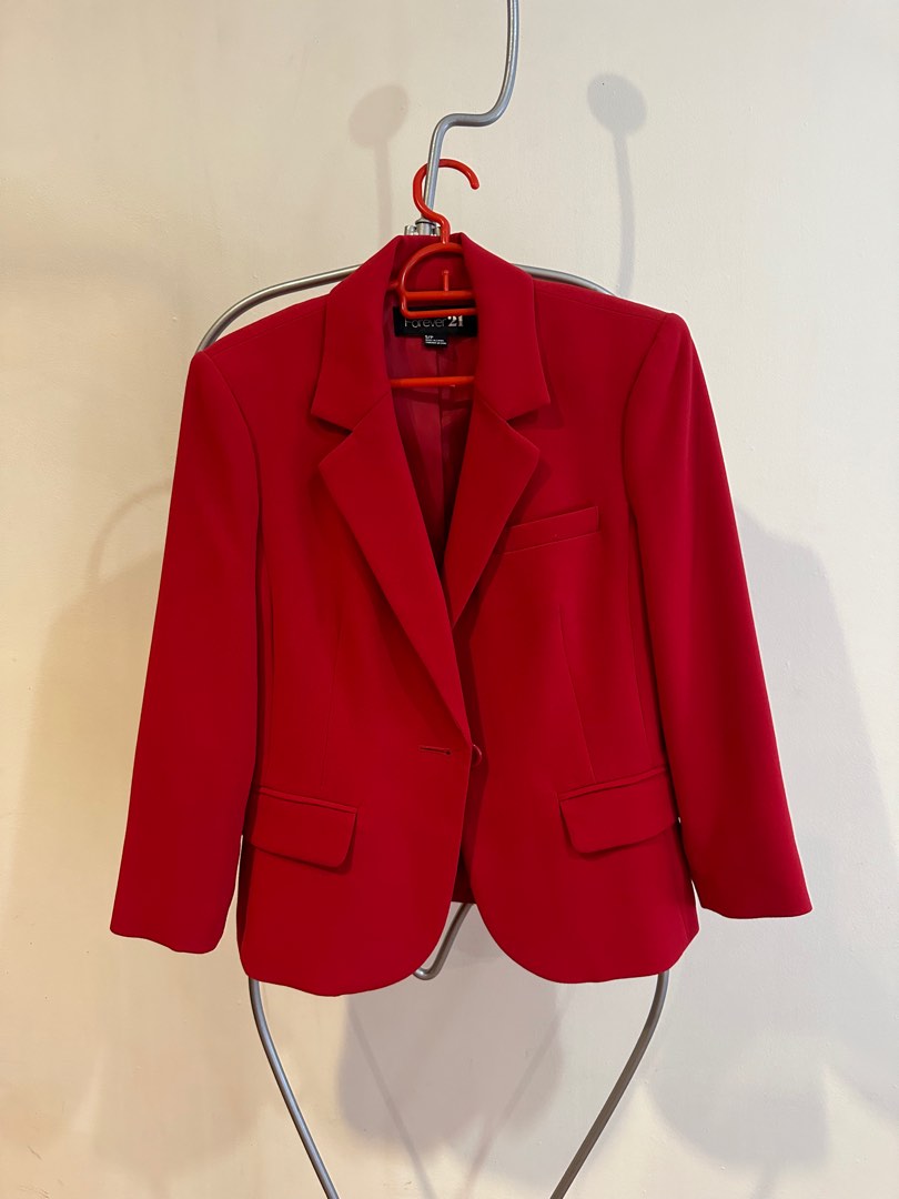 Forever 21 Red Blazer Women s Fashion Coats Jackets and Outerwear on Carousell