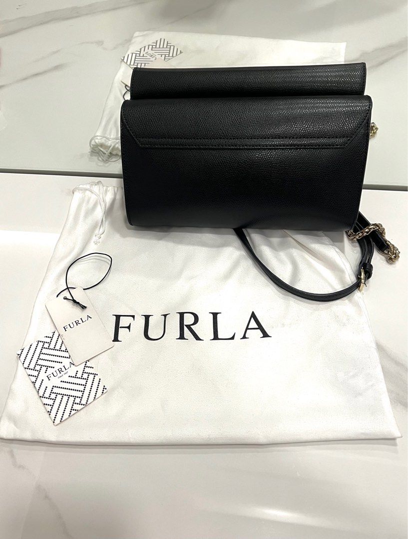 Furla Metropolis S Pochette Gold Chain Sling Bag or Clutch Dual Function Rectangular