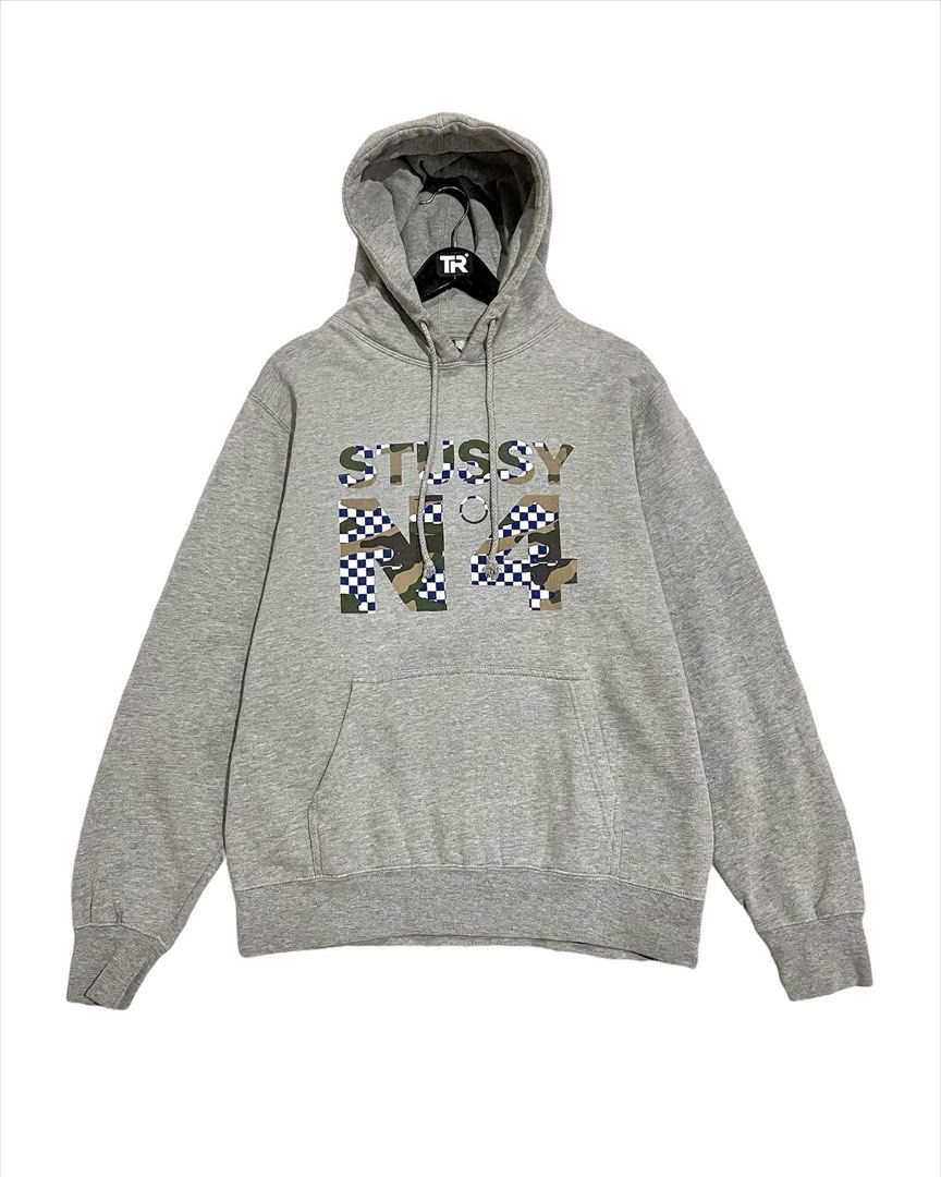 【一部予約販売中】 Camo N4 Stussy Hoodie Checkerboard, Pakaian Pria, Fesyen トップス