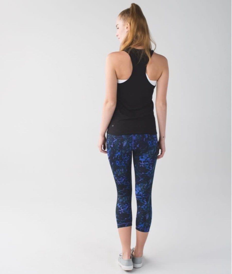 LN Lululemon Wunder Under Crop II Full On Luon Floral Sport Backdrop Iris Flower Multi Legging Tights Women s Fashion Activewear on Carousell
