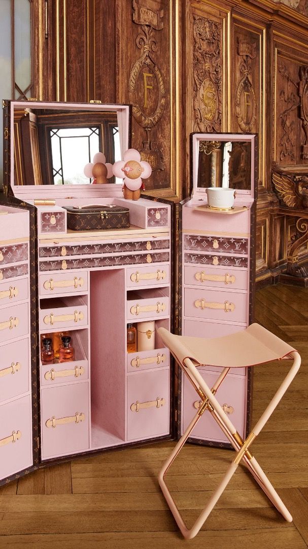 Louis Vuitton LV Vanity Trunk Malle Coiffeuse (Preorder) (Category: Shelves, Cabinets & Racks) located in Manila. Submitted by designerarchives.ph (Listing ID 1317688511, Image 2). Description: 60 days estimate arrival (by sea) ₱150k dp to order 58 x 101 x 69 cm Depth x Height x Width - monogram canvas - natural cowhide leather handles - comes with foldable stool As seen on photos! Perfect luxury vanity table for your makeup ✨.