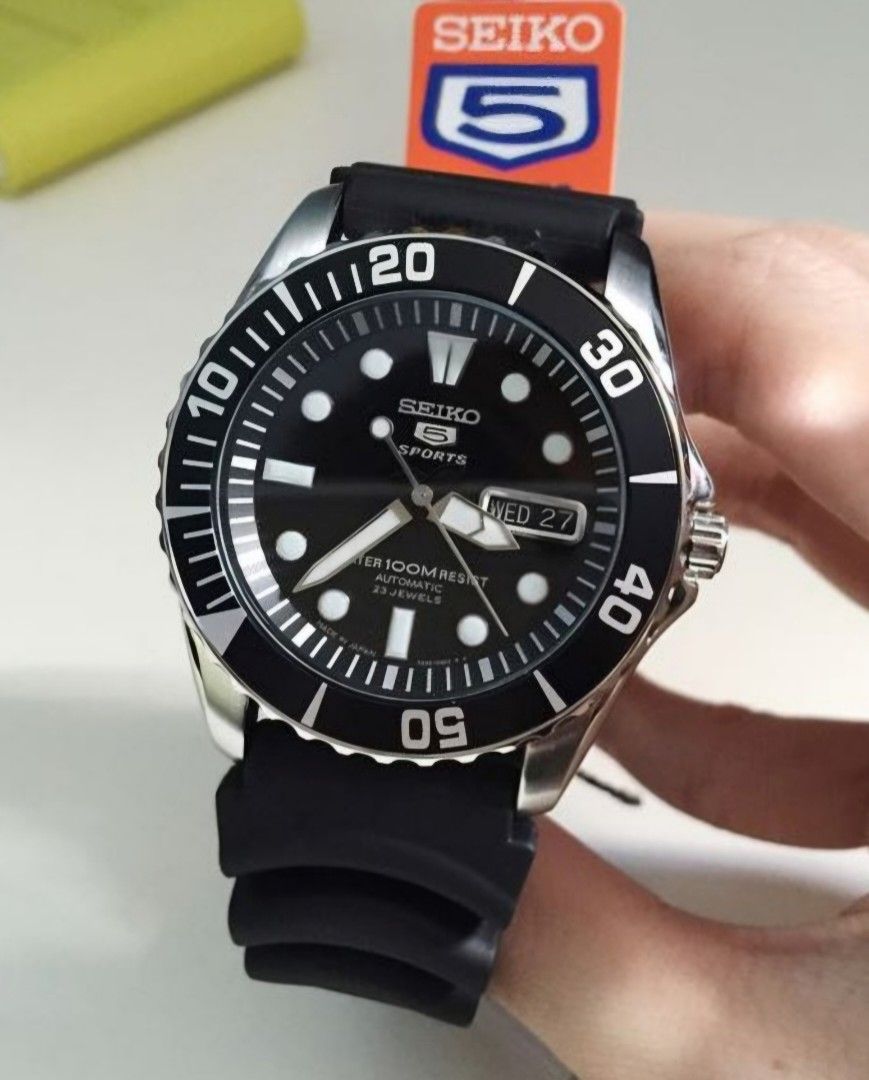 Lowest Price Seiko 5 Sports SNZF17 Men s Automatic 23 Jewels Black Dial Rubber Strap Watch snzf17 snzf17j snzf17j2 Birthday gift birthday seiko BRAND NEW IN BOX WITH 1 YEAR WARRANTY MADE IN JAPAN