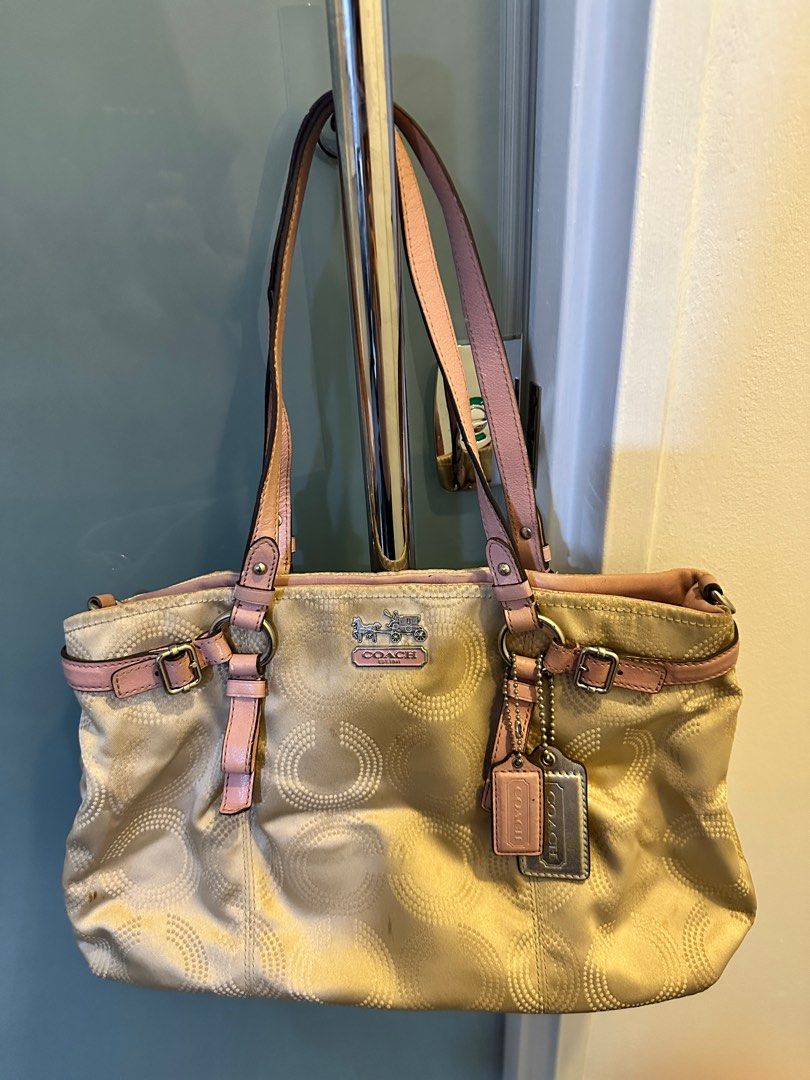 MADISON DOTTED OP ART CARRYALL (COACH F16366), Luxury, Bags