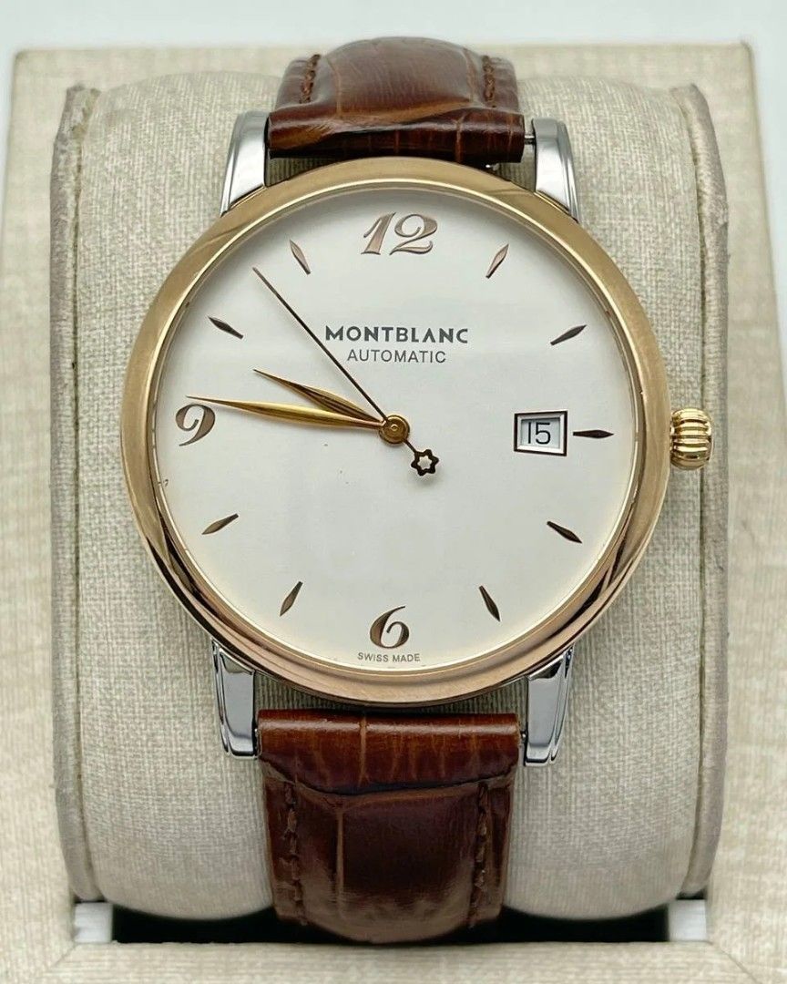 Montblanc Star Classique Silver Dial Gold Bezel (Category: Luxury Watches) located in Manila. Submitted by _classicwatchcollection (Listing ID 1317574356, Image 1). Description: FS: Montblanc Star Classique Silver Dial Gold Bezel Php 75,000 Condition: 9/10 Movement: Automatic Case size: 39mm Unit Only. Pm or Contact 09063027061 for inquiries..