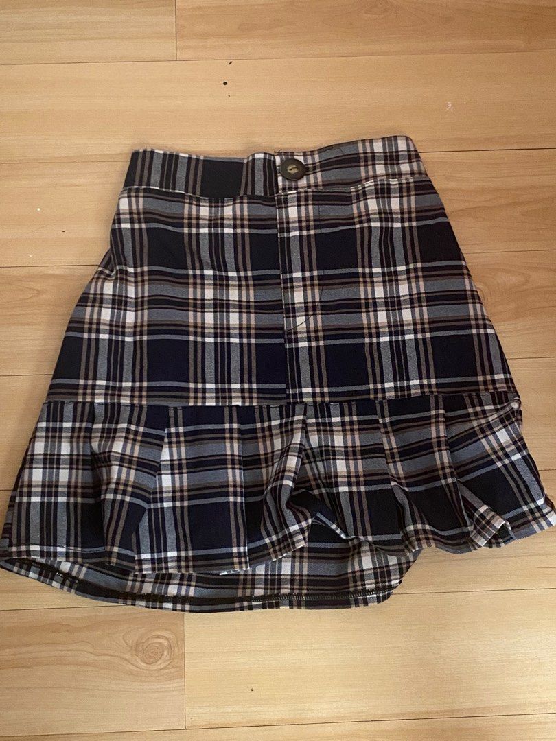 Navy Blue Plaid Skirt Women s Fashion Bottoms Skirts on Carousell