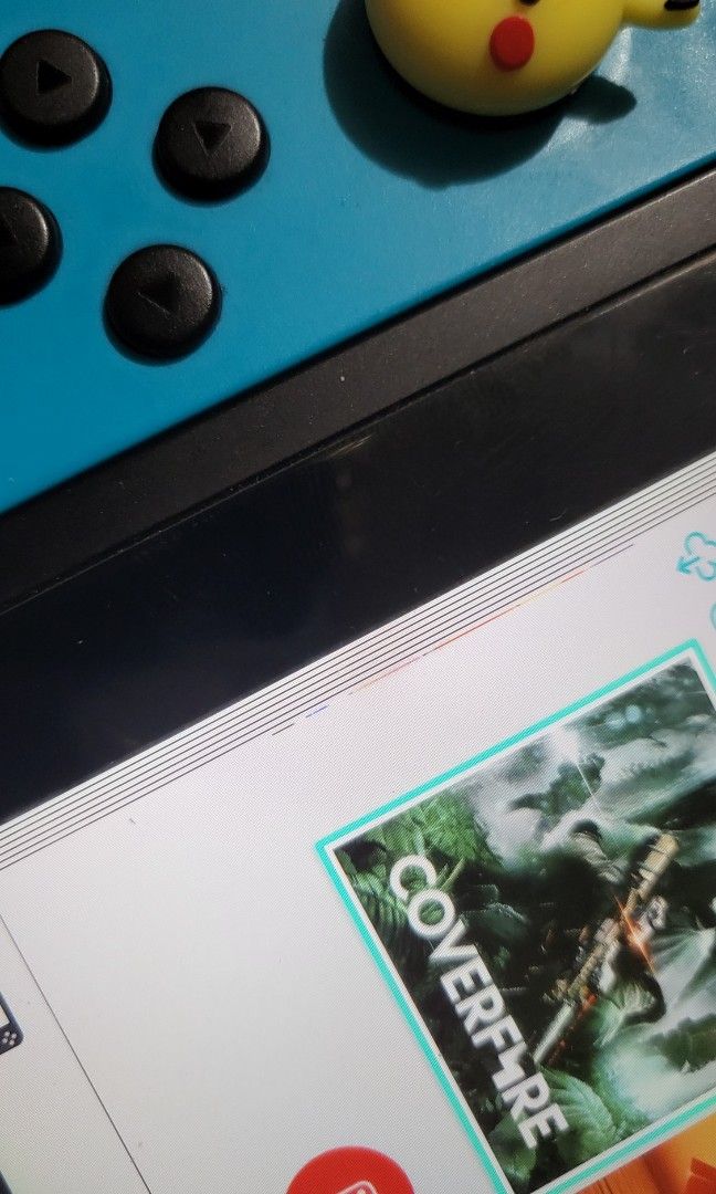 Nintendo Switch V2 Complete Inclusions with Games (Category: Nintendo) located in Bocaue. Submitted by ekaaam (Listing ID 1317608066, Image 2). Description: ❗️❗️❗️7,500❗️❗️❗️ Issue is already in the photo po. Di naman po sya nakaapekto sa performance. Nagkaron ng lines while playing Monster Hunter recently lang po, di naman sya nabagsak:( Also, medyo pudpod na rin po ung left analog, bought new thumb grips po. Selling this for 7,500php Games incl