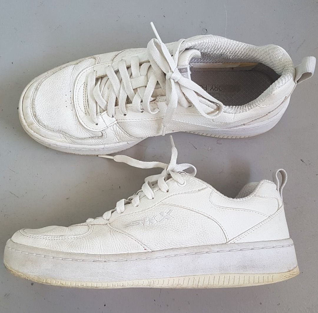 Original SKECHERS SKX White Leather Sneakers US 9 UK 8 EU 42 California Pack Sport Court 92 Model Memory Foam Soft Cushion Running Shoes Gym