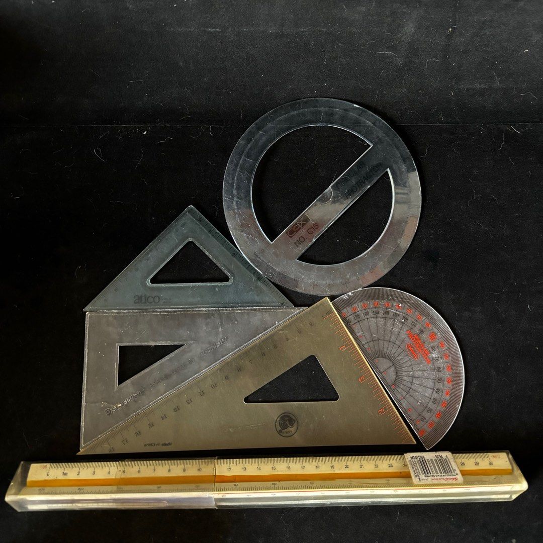 Rotring • Staedtler • Tiger • COX • Atico • Excel • Linex • D’Expertise Code Triangle Ruler Protractor Stencil Bundle (Category: Stationery & School Supplies) located in Manila. Submitted by shop_sarisari (Listing ID 1317584806, Image 2). Description: 16 pcs. bundle MOP: GCash or BPI bank transfer only..
