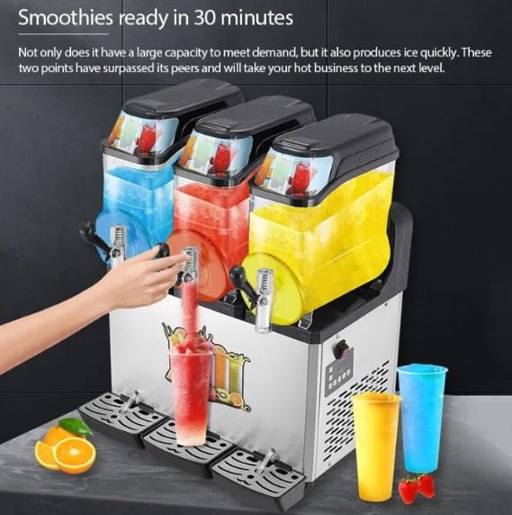 SLUSH MACHINE (Category: Construction Tools & Equipment) located in Lucena. Submitted by cadshalinealmanza (Listing ID 1317599230, Image 2). Description: EP-SM312- Three cylinder snow melting machine/Slush Maker Machine (black) ₱63,990 Model: SM312 Cylinder volume: 12Lx3 Voltage frequency: 220V/50Hz Watt: 1100W Refrigerant: R290/240G Net Weight: 70KG Gross weight: 75KG Product Size: 600x550x790MM Package Size: 680x610x930MM MESSAGE ME DIRECTLY FO