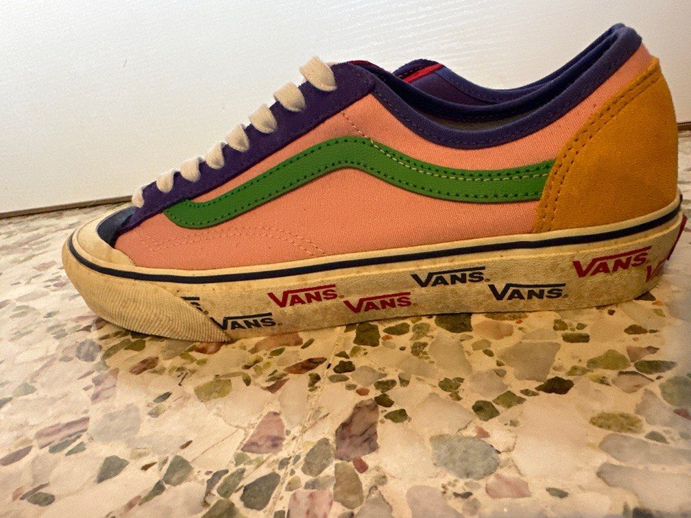 Vans x Size? Patchwork (Category: Sneakers) located in Singapore. Submitted by ezens (Listing ID 1317566811, Image 3). Description: Vans x Size? UK patchwork collab. Size 8. Limited edition. Stains on sidewall due to storage. Looking to let go my collection. Self collect. Cash and carry. PM to chat!.