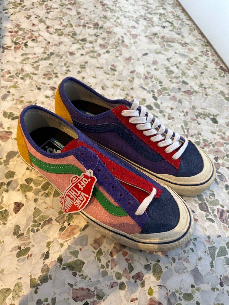 Vans x Size? Patchwork (Category: Sneakers) located in Singapore. Submitted by ezens (Listing ID 1317566811, Image 1). Description: Vans x Size? UK patchwork collab. Size 8. Limited edition. Stains on sidewall due to storage. Looking to let go my collection. Self collect. Cash and carry. PM to chat!.