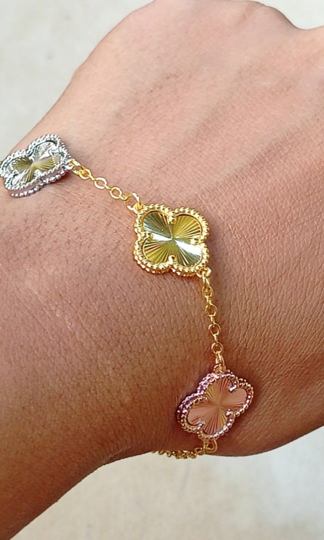 VCA 3 tone bracelet from japan (Category: Luxury Accessories) located in Quezon City. Submitted by liambags (Listing ID 1317541538, Image 2). Description: VCA 3 tone bracelet from japan no flaws with code with stamp/hallmark size 18,adjustable with gift box kindly pm me.