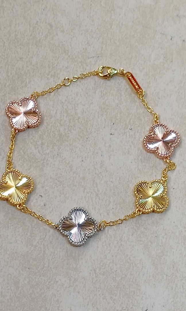 VCA 3 tone bracelet from japan (Category: Luxury Accessories) located in Quezon City. Submitted by liambags (Listing ID 1317541538, Image 3). Description: VCA 3 tone bracelet from japan no flaws with code with stamp/hallmark size 18,adjustable with gift box kindly pm me.