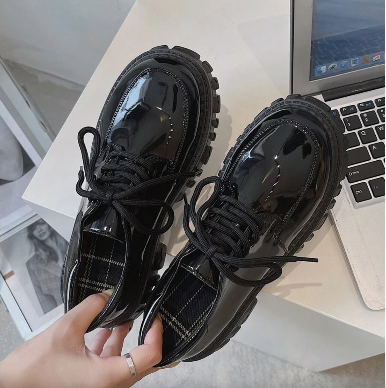 Women Lace Up Minimalist Flatform Oxford Shoes Luxury Sneakers Footwear on Carousell