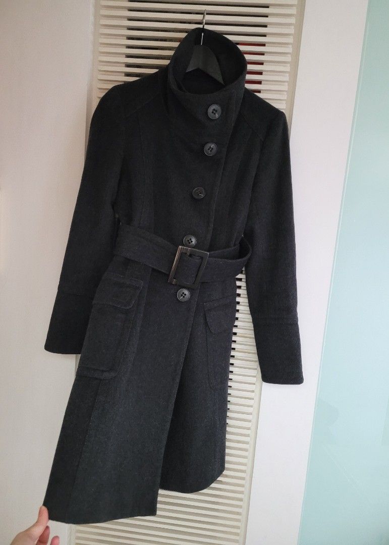 Zara Belted Peacoat charcoal grey Women s Fashion Coats Jackets and Outerwear on Carousell