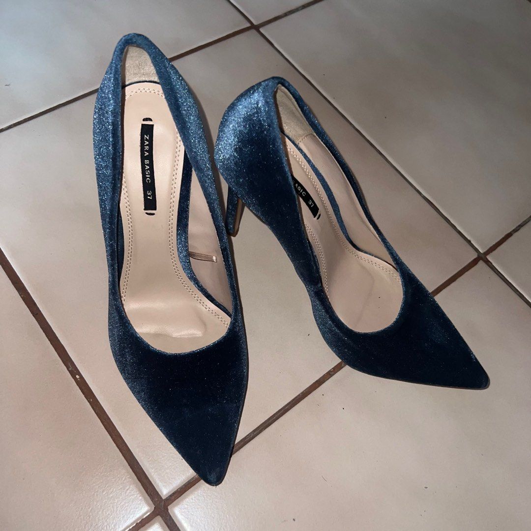 Zara blue Velvet heels