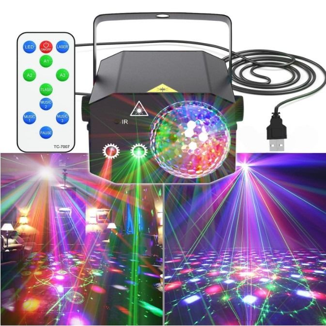 16 Pattern Disco Light LED Colorful Party Light Adjustable Laser Lights Projector (Category: Lighting) located in Quezon City. Submitted by lhanex (Listing ID 1319175720, Image 2). Description: Product Details Light Source: LED+laser Laser Power: green light 532nm/50mw, red light 650nm/200mw Laser Pattern: 16 different patterns LED Power: 3*3w red green blue Power Adapter: DC5V/2A Whole machine power consumption: 10W Control Mode: Remote Control 
