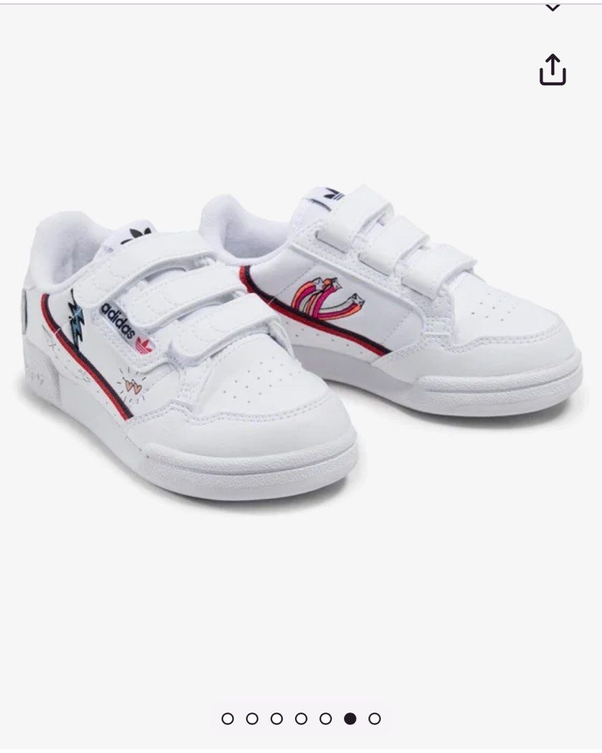65 Off SALE Adidas Kids Originals Continental 80 EH3222 White Scarlet Sneakers UK1
