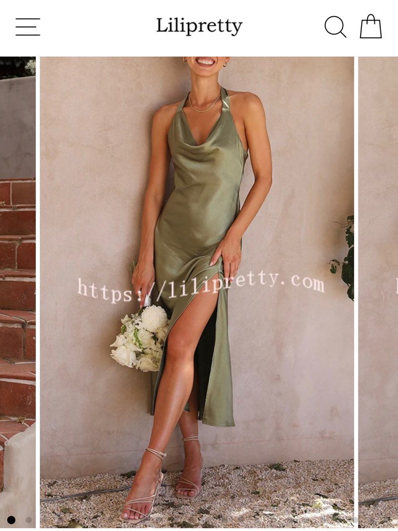 Olive green backless dress shop